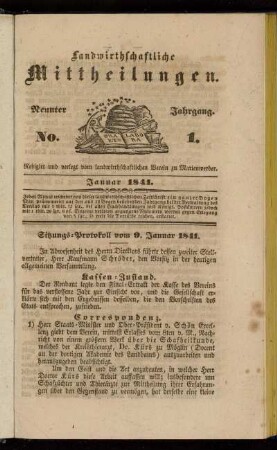 Neunter Jahrgang. No. 1.