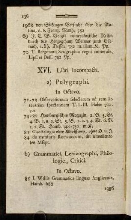 136-150, XVI. Libri incompacti.
