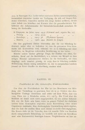 Kapitel III. Fruchtbarkeit der Ehe, Geburtsziffer, Kindersterblichkeit