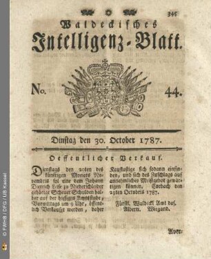 No. 44. Dinstag den 30. October 1787