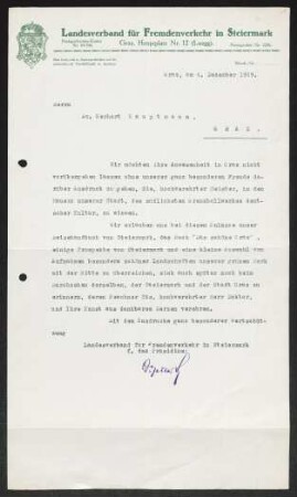 Brief an Gerhart Hauptmann