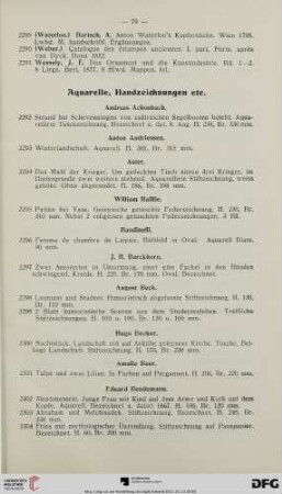 Aquarelle, Handzeichnungen etc. (Nr. 2292-2542)