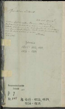Kirchenbuchduplikat der katholischen Gemeinde Heide (GHT 1815-1822, 1824, 1826-1841). (Gemeinde: Heiden, Katholische Gemeinde)