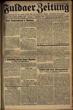 Erste Ausgabe vom Samstag, den 07. September 1929.