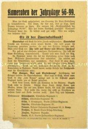 Aufruf von Berliner Soldatenräten zum Boykott der Demonstration des Reichsausschusses der Jahrgänge 96-99 am 5. Januar 1919 in Berlin