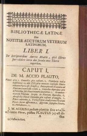 Caput I. De M. Accio Plauto
