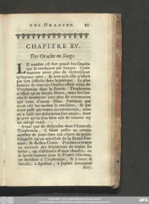 Chapitre XV. Des Oracles en Songe.