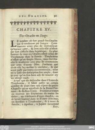 Chapitre XV. Des Oracles en Songe.