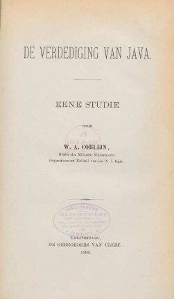 De verdediging van Java : eene studie