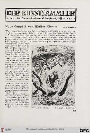 11.1919: Neue Graphik von Walter Klemm