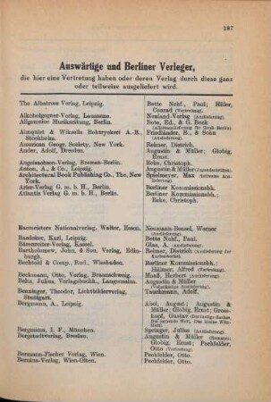 Auswärtige und Berliner Verleger