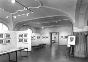 Dresden. Ausstellung "Von Wüstlingen und anderen Zeitgenossen. Graphik von Hogarth" im Kupferstich-Kabinett. Raumaufnahme