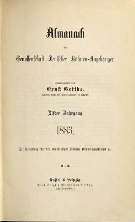 Almanach der Genossenschaft Deutscher Bühnen-Angehöriger : (Gettke's Bühnen-Almanach), 11. 1883