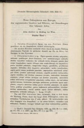 Neue Coleopteren aus Europa, den angrenzenden Ländern und Sibirien, mit Bemerkungen über bekannte Arten. Fünfter Theil.