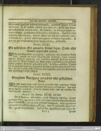 Artic. CCXII. Gnugsame Anzeigung geraubter oder gestohlener Güter