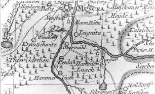 Bad Muskau. Oberlausitzkarte, Schenk, 1759
