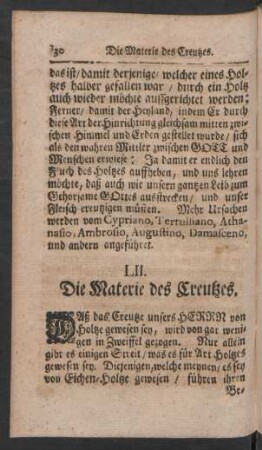LII. Die Materie des Creutzes