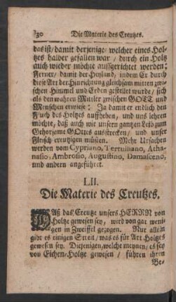 LII. Die Materie des Creutzes