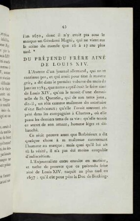 45-51 Du prétendu frere ainé de Louis XIV