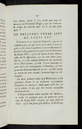 45-51 Du prétendu frere ainé de Louis XIV