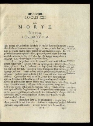 Locus XXI. De Morte