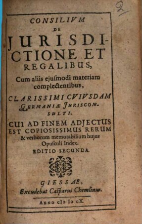 Consilium de jurisdictione et regalibus