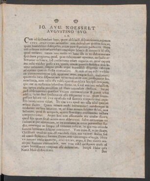 Jo. Aug. Noesselt Augustino Suo.