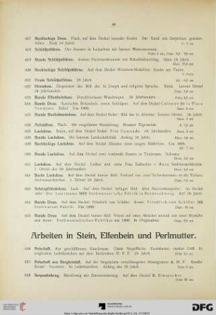 Arbeiten in Stein, Elfenbein und Perlmutter (Nr. 636-646)