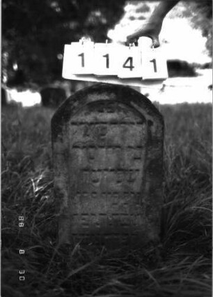 Grabstein 1141 (Index: 100098685) Maße HxBxT: 66x39x7 cm Besonderheit: Kindergrab: Grabstein 1141