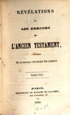Révélations sur les erreurs de l'Ancien Testament, 1