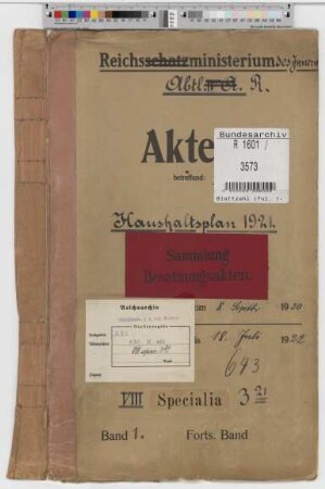 Haushaltsplan 1921