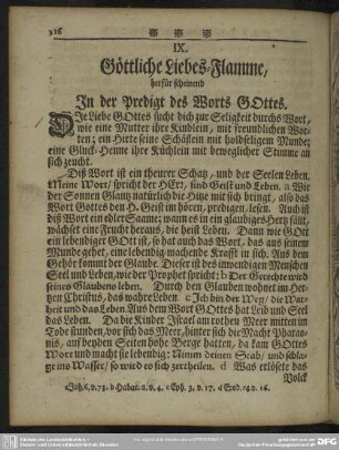 IX. Göttliche Liebes-Flamme, herfür scheinend In der Predigt des Worts Gottes