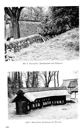 Abb. 3. Museumshof. Ekenboltentun und Hofmauer Abb. 4. Museumshof. Bienenzaun aus Ehestorf