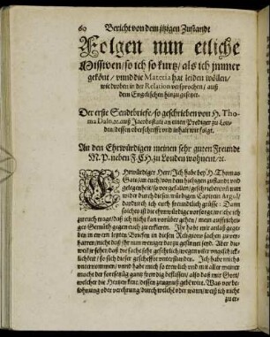 Folgen nun etliche Missiven/ [...]