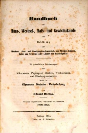 Handbuch der Münz-, Wechsel-, Mass- und Gewichtskunde
