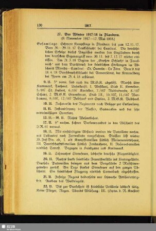 27. Der Winter 1917/18 in Flandern : (9. November 1917 - 17. Mai 1918)