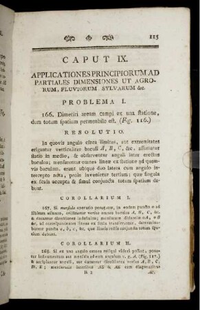 Caput IX. Applicationes Principiorum Ad Partiales Dimensiones Ut Agrorum, Fluviorum Sylvarum &c.