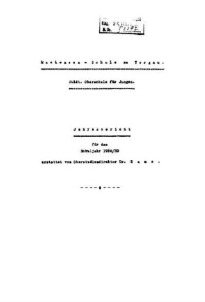 1938/39: Jahresbericht über das Schuljahr ... - 1938/39