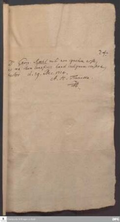 Testimonium von August Hermann Francke für Goerg Roehl.