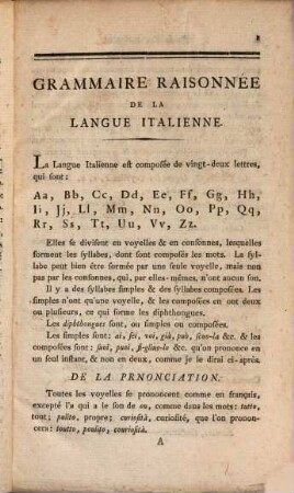 Grammaire raisonné de la langue italienne : contenant ce qu'on apprendra si on l'etudie