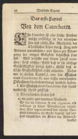 Das erste Capitel Von dem Catecheten