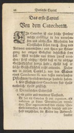 Das erste Capitel Von dem Catecheten