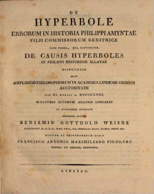 De Hyperbole Errorum in Historia Philippi Amyntae Filii Commissorum Genitrice. 1