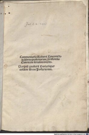 Commentaria in libros Posteriorum Aristotelis