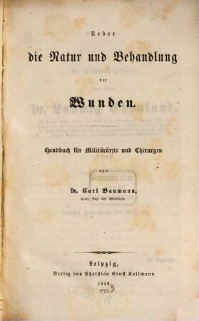 Über die Natur und Behandlung der Wunden