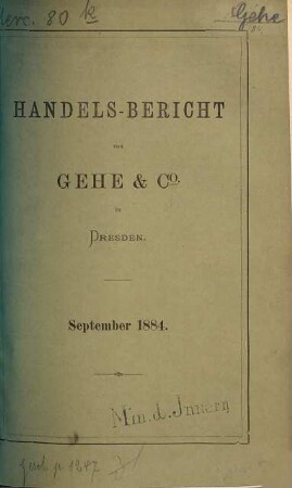 Handelsbericht. 1884,9