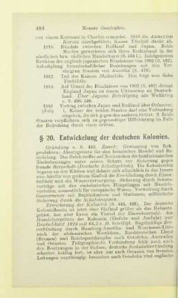 20. Entwickelung der deutschen Kolonien