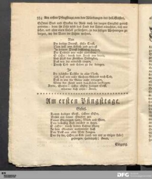 Pfingst-Tage und Trinitatis.