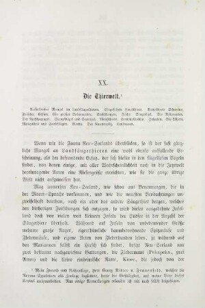 426-437, XX. Die Thierwelt