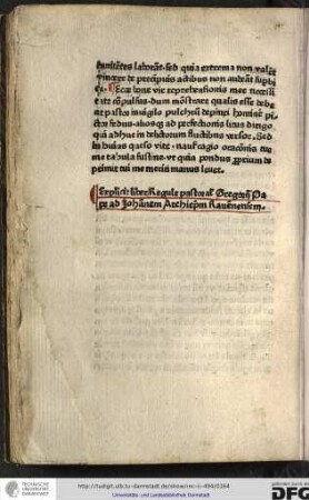 Explicit liber regule pastoralis Gregorii pape ad Johannem archiepiscopum Ravennensem.